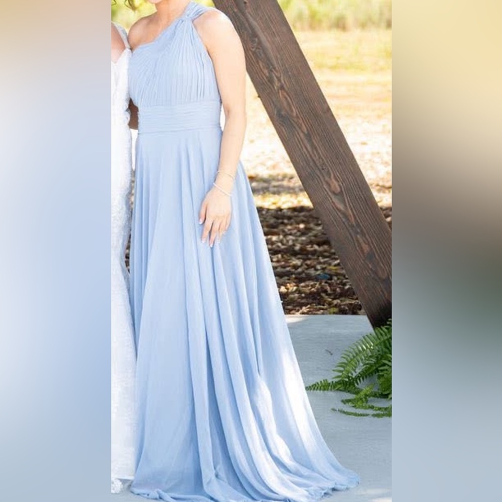 Azazie Light Blue One-Shoulder Maxi Dress